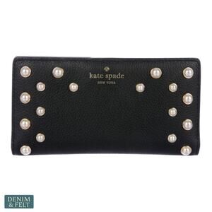 Kate Spade Serrano Place Pearl Stacy Black Long Wallet Gold Hardware